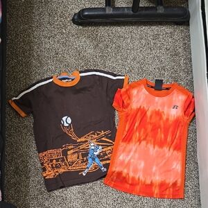 Russell Athletic Kids Orange and Brown Graphic T-Shirts